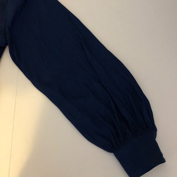 Banana Republic Festive V-neck Metallic Blue Pullover Blouse Size Large … - Picture 5 of 7